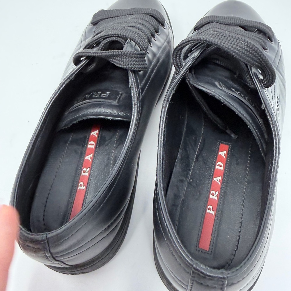 Prada Black Leather Sneakers size S - Picture 4 of 10